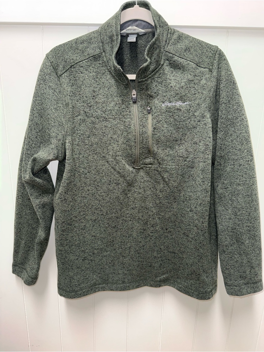 Eddie Bauer Men’s Green Heather Quarter Zip Fleece Pullover Size M